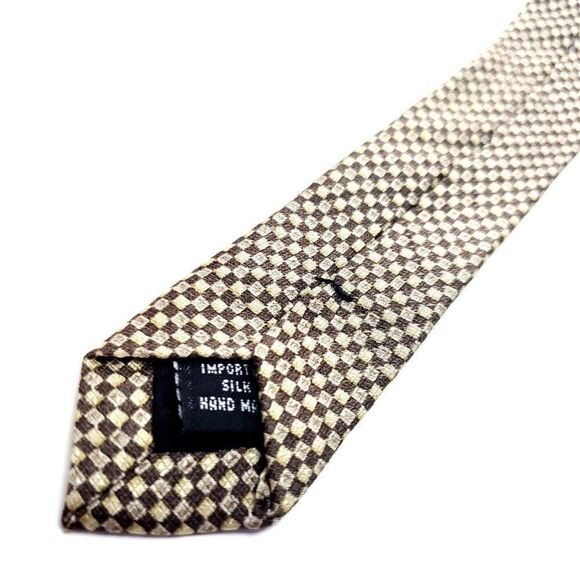 Kenneth Cole Silk Tie Brown Tan Geometric Woven - Picture 5 of 6